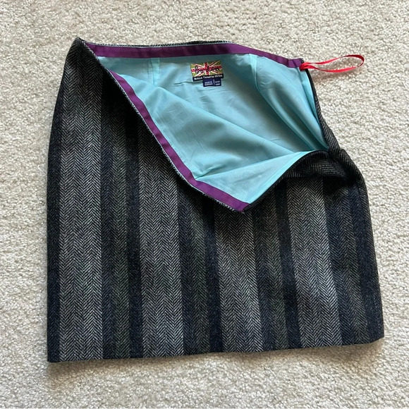 Boden British Tweed By Moon 100% Wool Striped side zip Skirt 6 R US Knee Length, - Picture 9 of 13